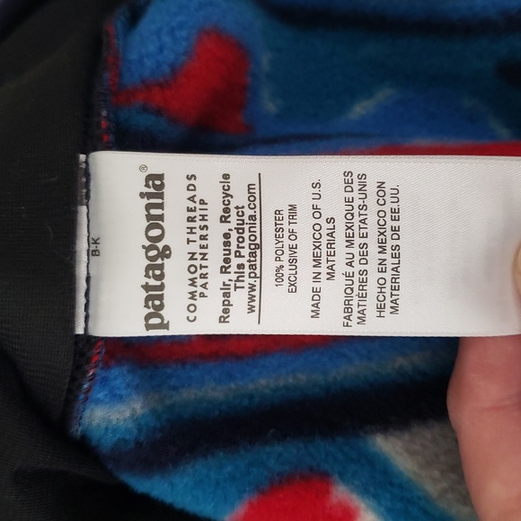 Patagonia Synchilla Fleece Vest Men Large Delta Blue Wavy Aztec Tribal Southwest - Picture 9 of 11